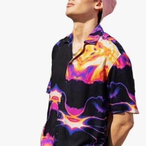 man wearing printed shirt