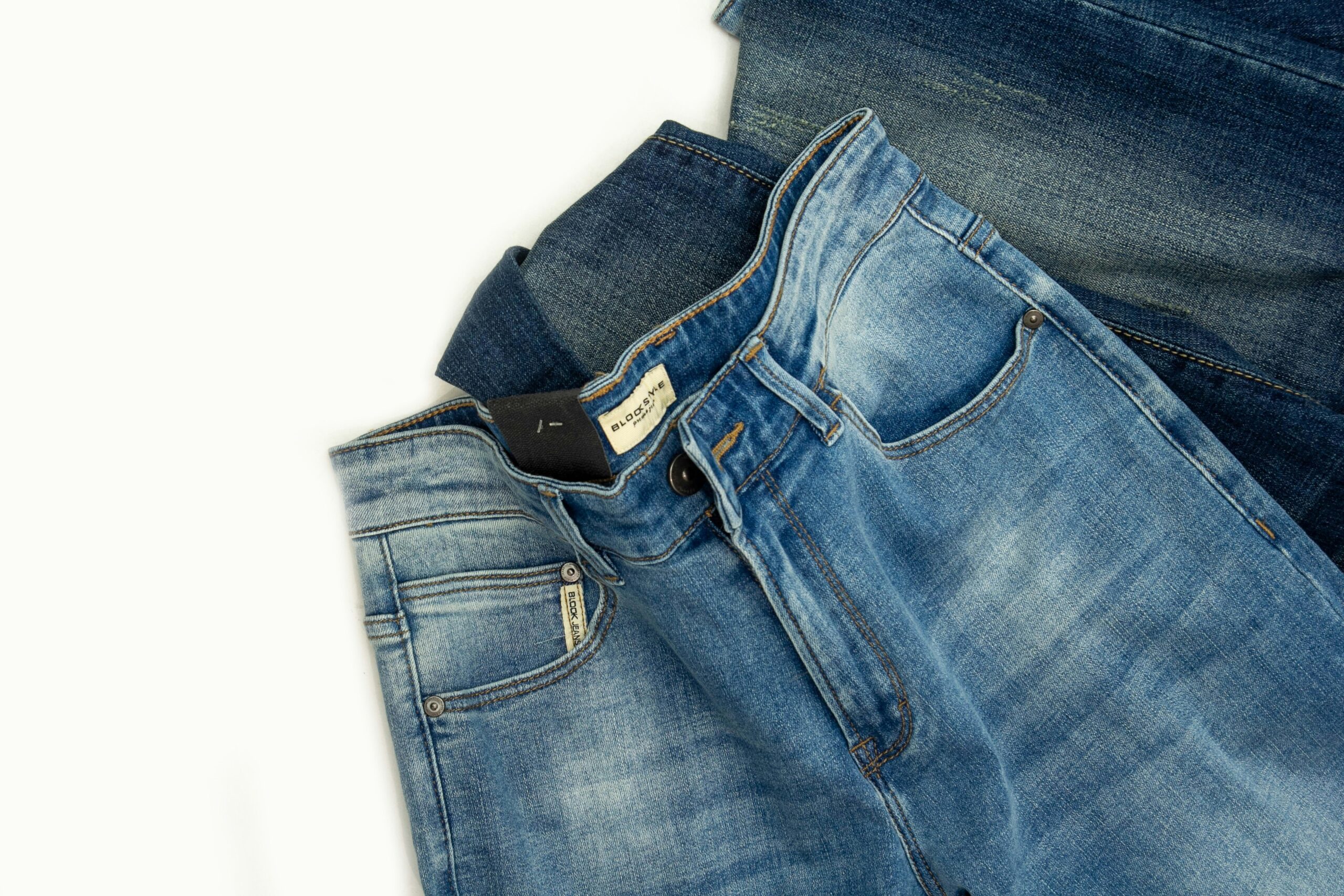 denim jeans on white background